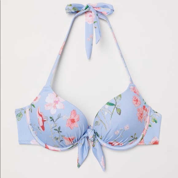H&M Other - H&M Blue Floral Super Push Up Bikini Top Size 32B EUC